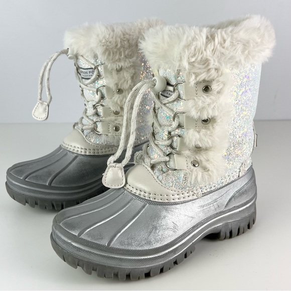 LONDON FOG WHITE SPARKLY WARM LINED SNOWBOOTS - Picture 8 of 12